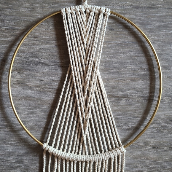 Macrame Geometric Wall Decor Hanging Hoop - Picture 1 of 7